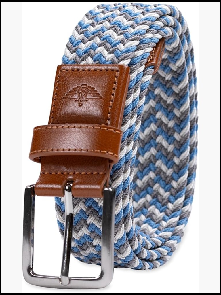 Men's Stretch Fabric Braided Belt Classic Harness Buckle Casual Adjustable